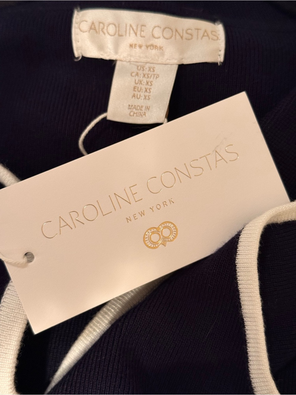 Caroline Constas Navy Polo Tank with White Piping - Picture 4 of 4